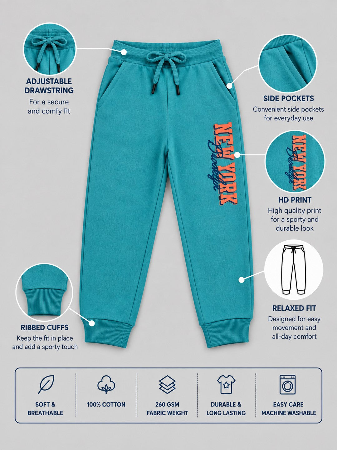 Boys Premium Soft cotton Regular Fit Printed Jogger