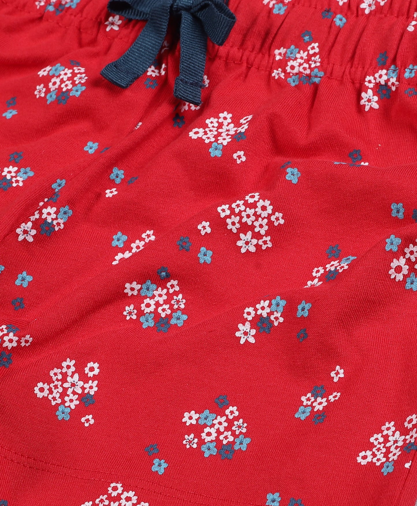 Plum Tree Girls  All Over Multi Colored floral  Printed Shorts( Pack of 2)-RED & NAVY