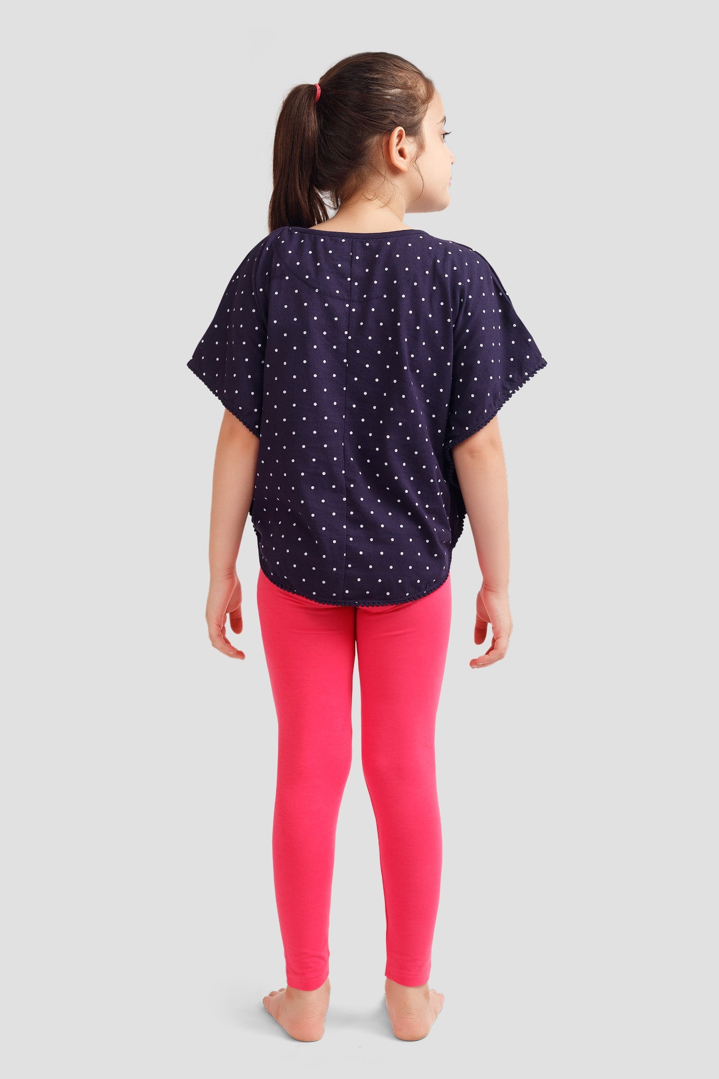 Girls Soft Rayon Poncho T-shirts and All Over Printed Leggings set (Pack Of 4) - Multi