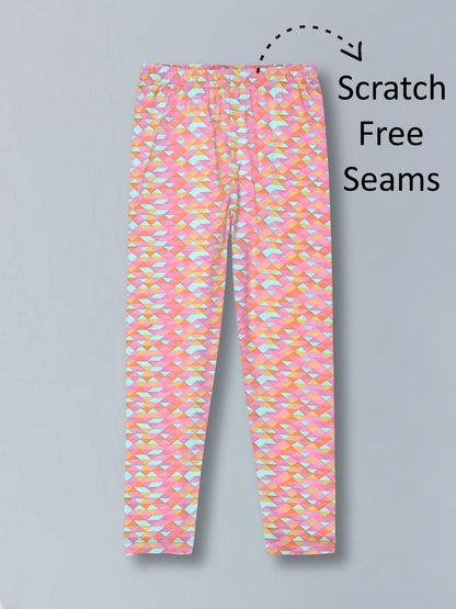 Girls Cotton Lycra Stretch Printed Legging Pack of 2
