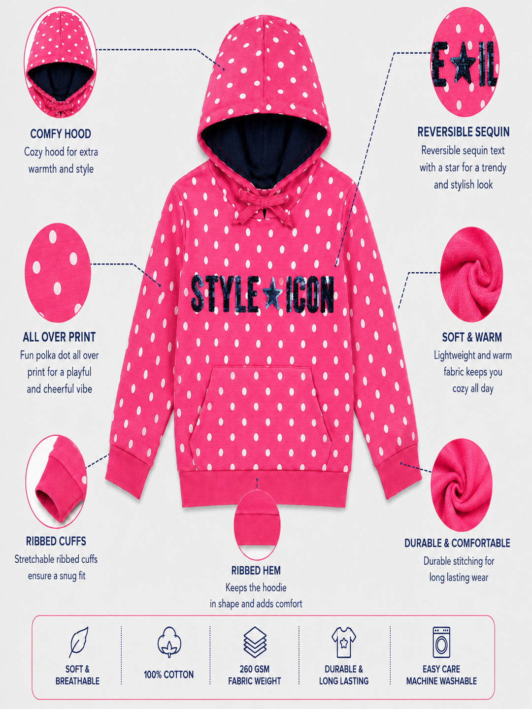 Girls Premium Soft cotton full sleeve Hooded Sweatshirt