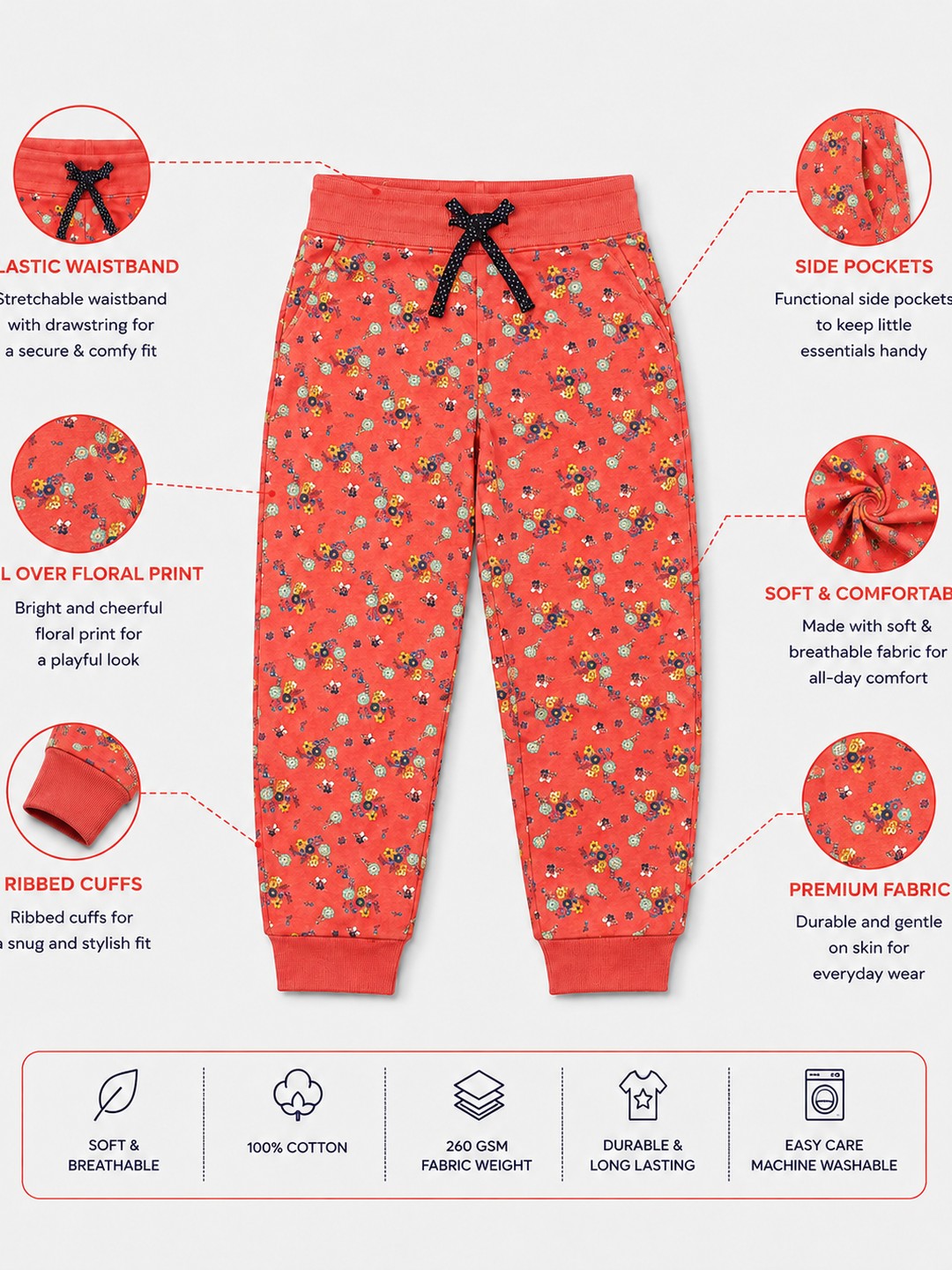 Girls Premium Soft cotton Regular Fit Jogger