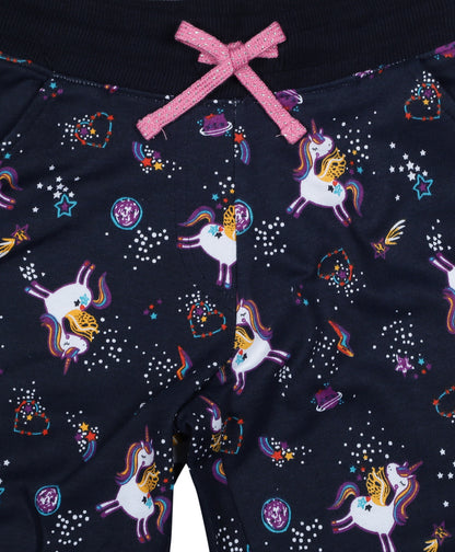 Unicorn Printed Hoodie Sweatshirt and Printed Jogger set- Navy