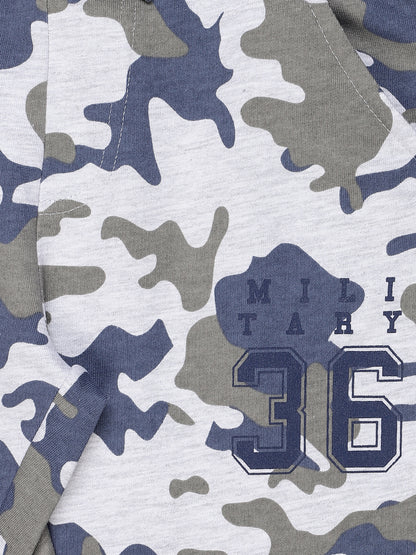 Raised Printed Jogger Track Pant Pack of 2 - Blue and Camoflague