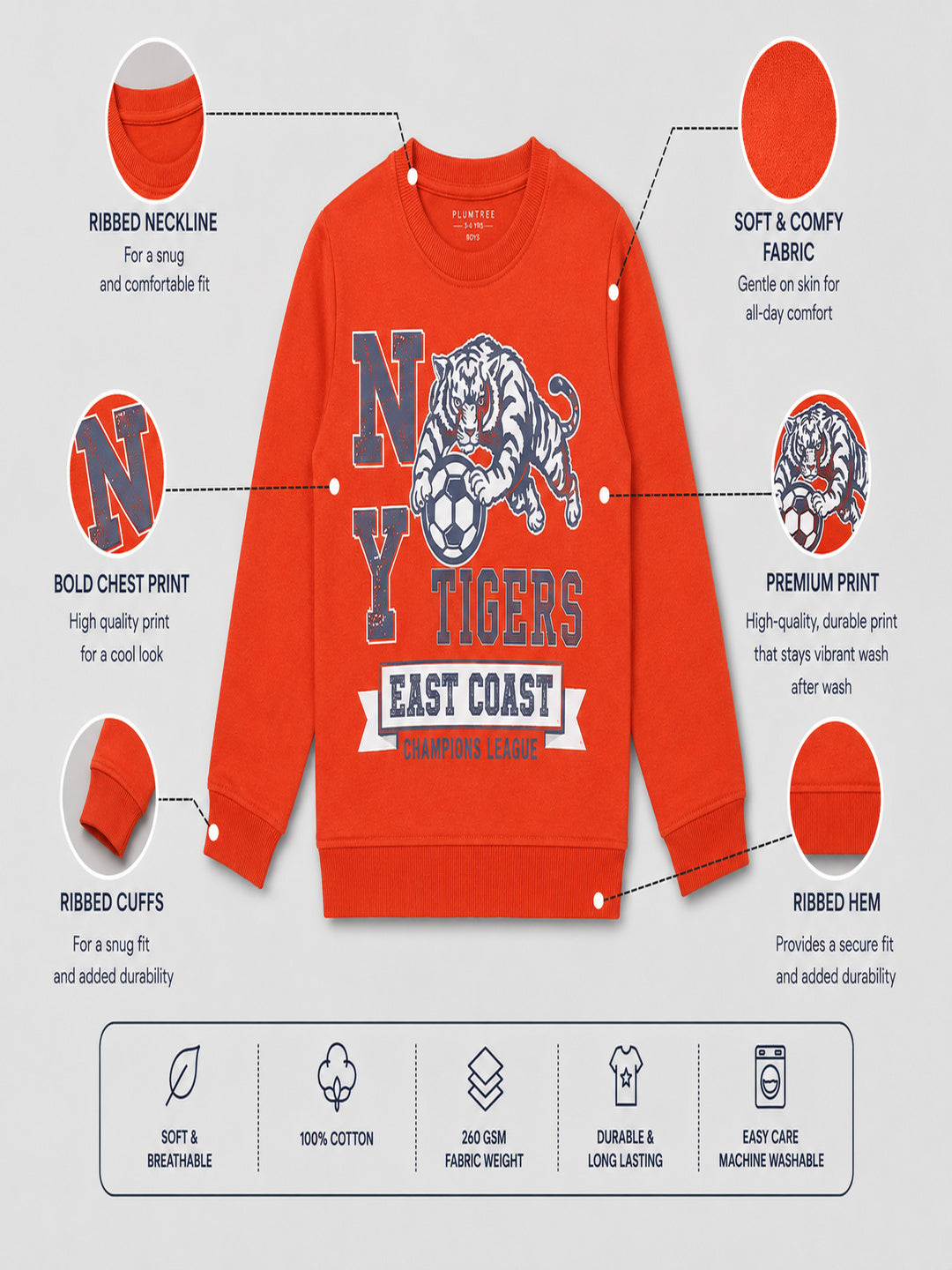 Boys Premium Soft cotton full sleeve Round Neck Sweatshirt