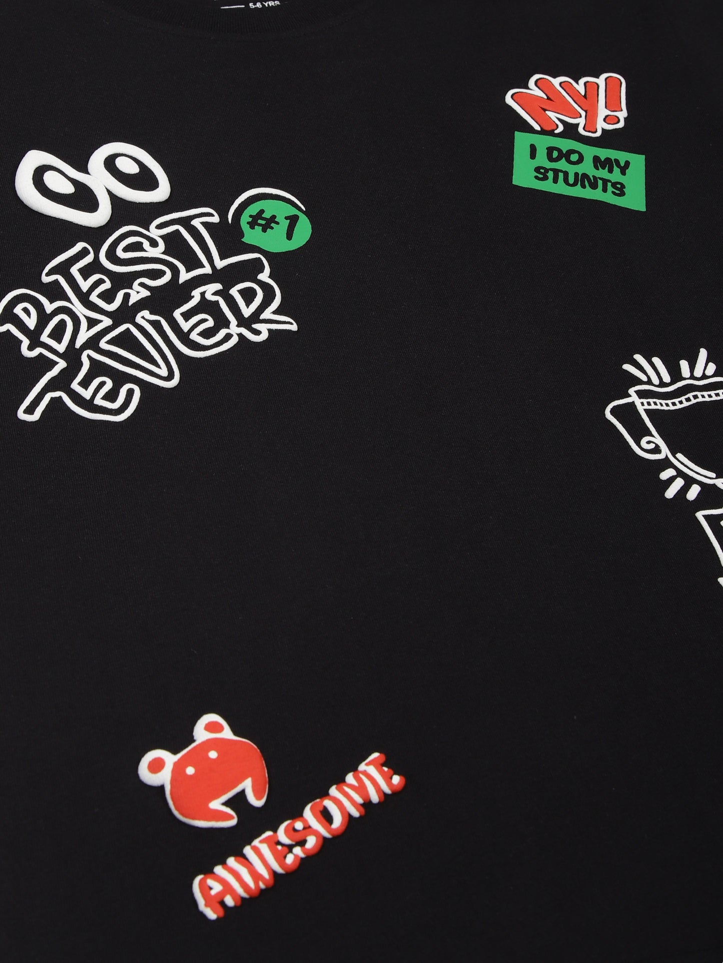 Boys set of 2 printed pure cotton T-shirts with Raised Print-GREEN BLACK