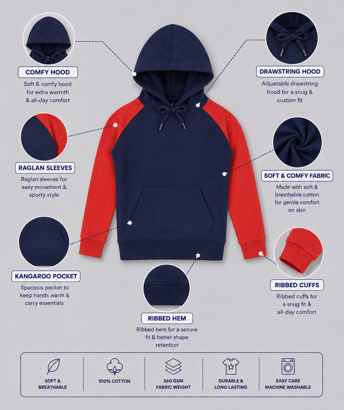 Boys Premium Soft cotton full sleeve Hooded Sweatshirt