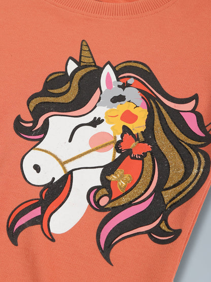 Glitter Printed Round neck Pullover Sweatshirt pack of 2- Grey and Orange