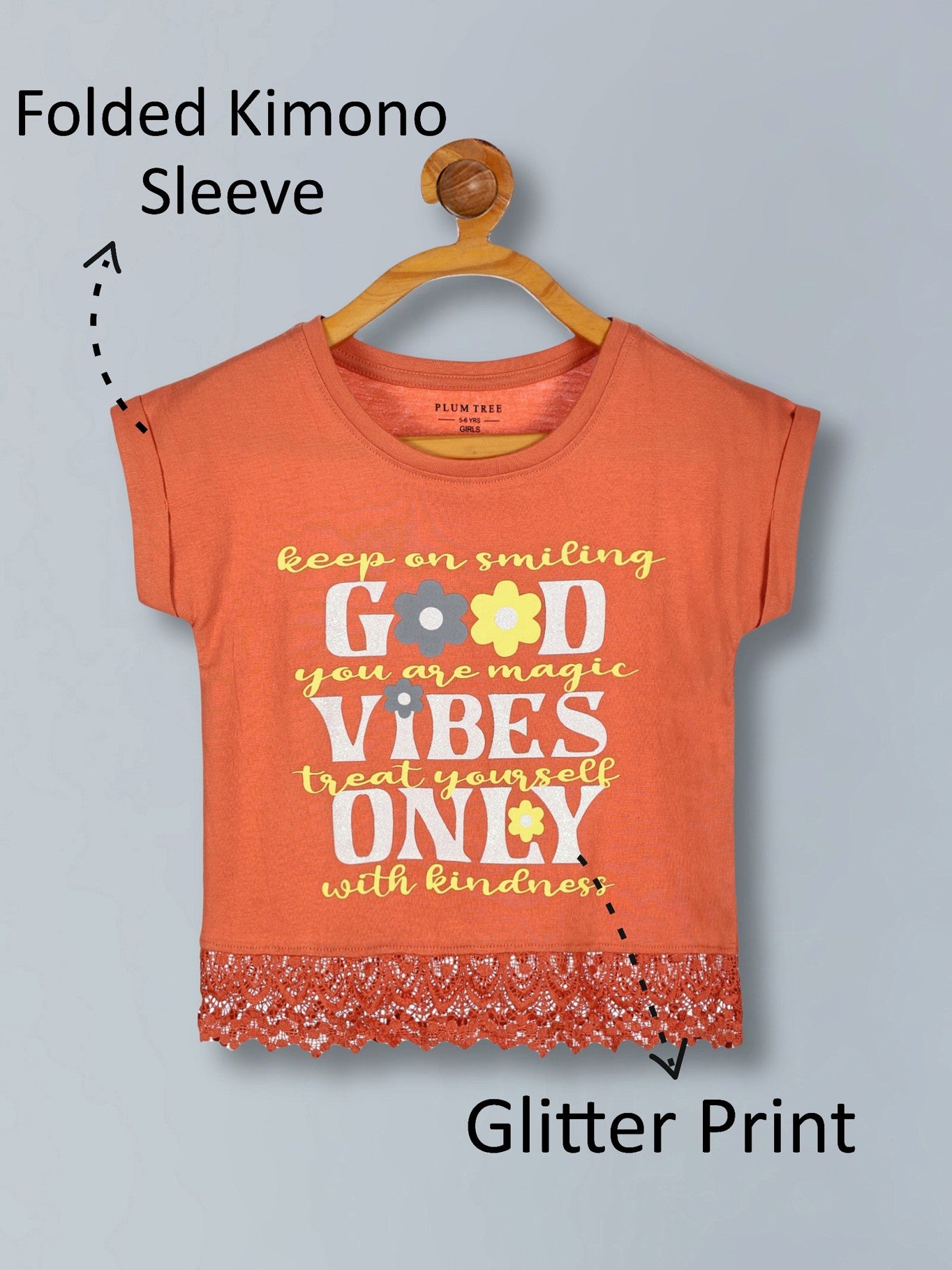 Girls Premium Cotton Crop Top With Lace Border Pack of 2