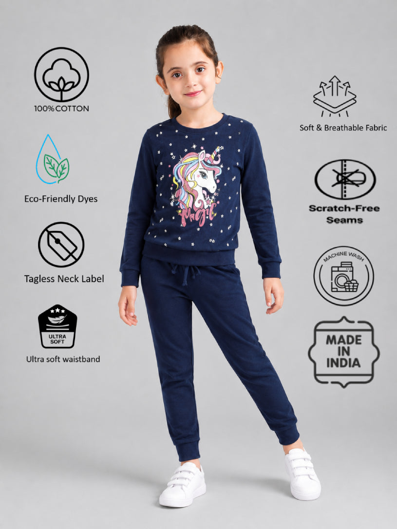 Girls Premium Soft Cotton Full sleeve T-shirt and jogger pant clothing set