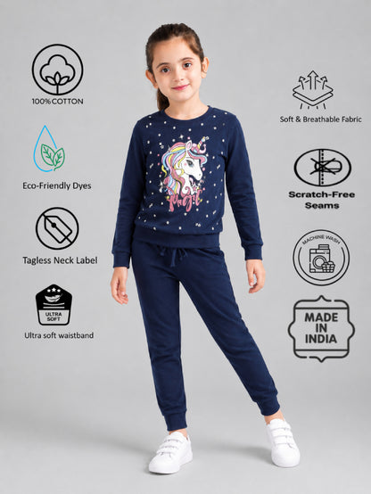Girls Premium Soft Cotton Full sleeve T-shirt and jogger pant clothing set