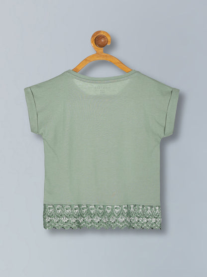 Girls Premium Cotton Crop Top With Lace Border Pack of 2