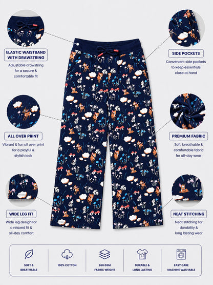 Girls Premium Soft Cotton Printed Wide Leg Pant