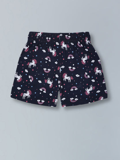 Girls Premium Cotton Printed Knit Shorts Pack Of 2