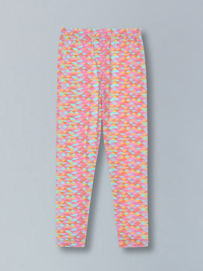 Girls Cotton Lycra Stretch Printed Legging Pack of 2