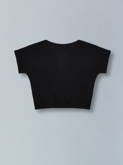 Girls Stretchable Elastic waist Crop T-Shirt Pack of 2