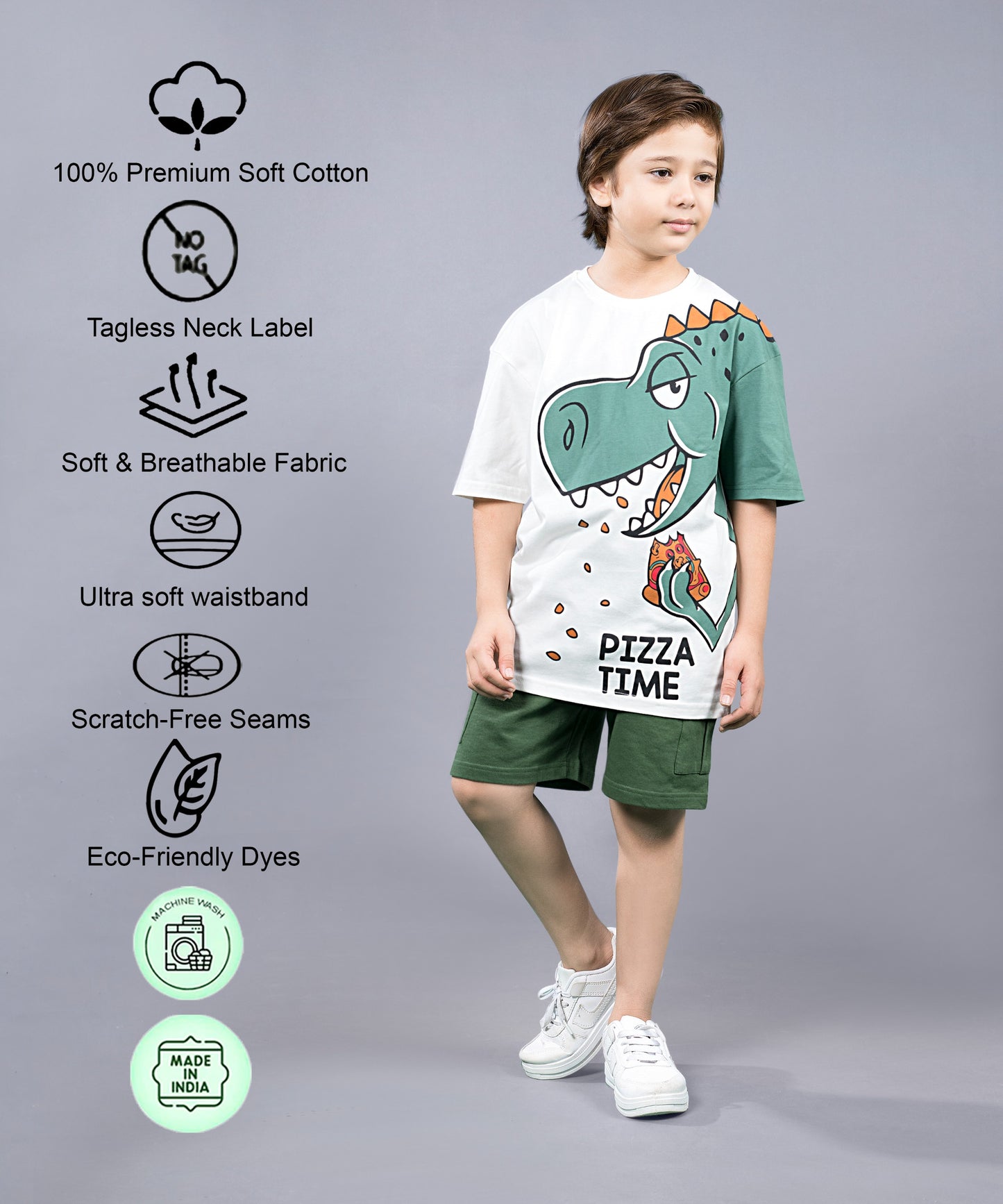 Boys Trendy Oversized T-Shirt & Cargo Shorts Set