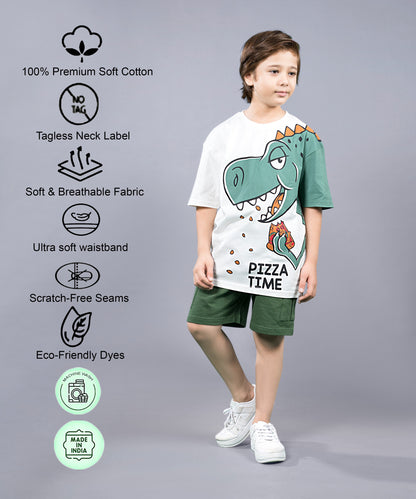 Boys Trendy Oversized T-Shirt & Cargo Shorts Set