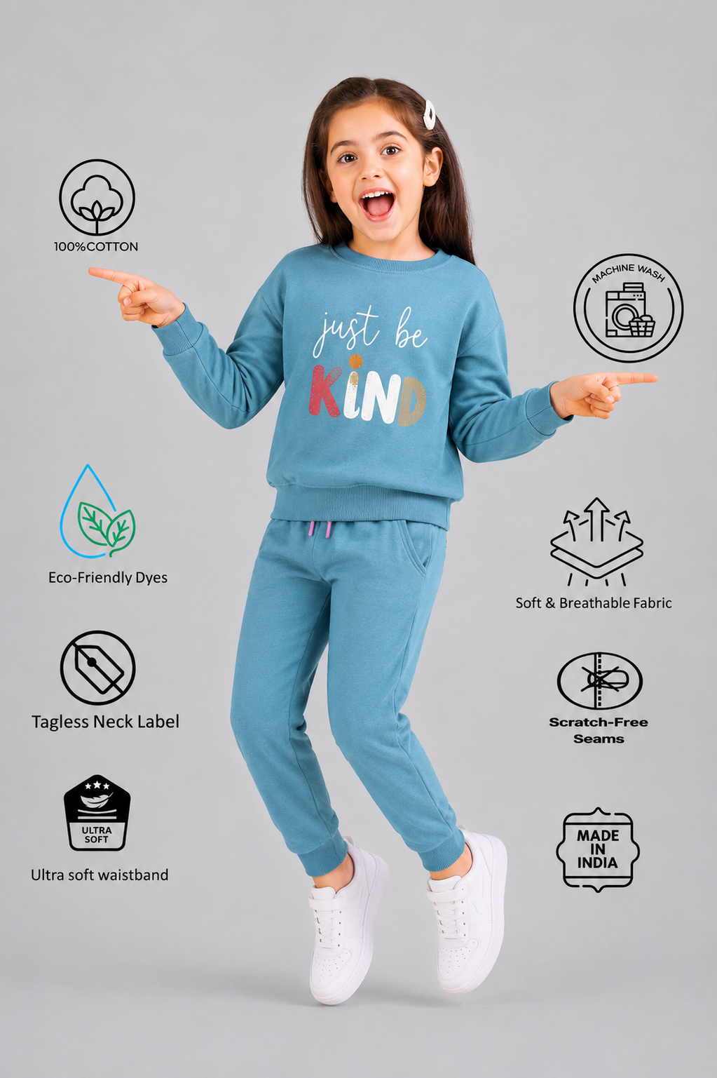 Girls Premium Soft Cotton Full sleeve T-shirt and jogger pant clothing set