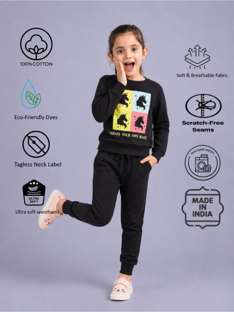 Girls Premium Soft Cotton Full sleeve T-shirt and jogger pant clothing set