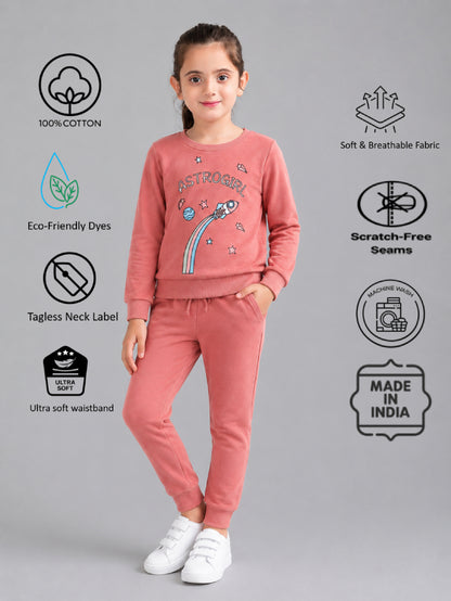 Girls Premium Soft Cotton Full sleeve T-shirt and jogger pant clothing set