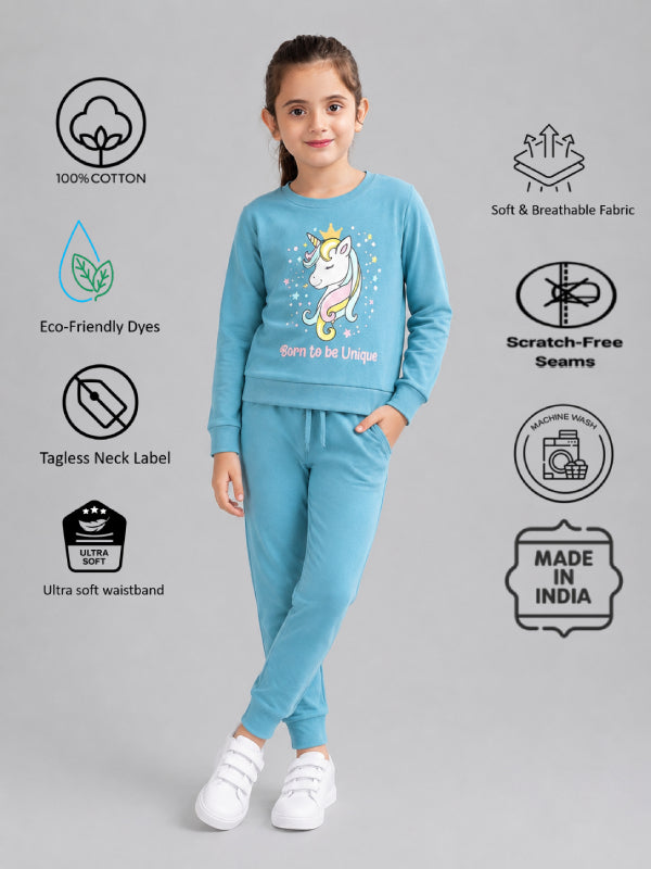 Girls Premium Soft Cotton Full sleeve T-shirt and jogger pant clothing set