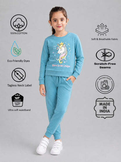 Girls Premium Soft Cotton Full sleeve T-shirt and jogger pant clothing set