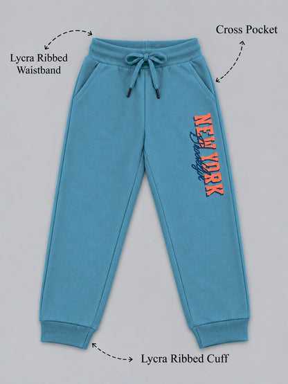 Boys Premium Soft Cotton Printed Half Zipper Hi-Neck Sweatshirt and Jogger Set