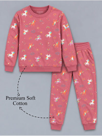 Girls Premium Soft Cotton Full sleeve T-shirt and jogger pant clothing set