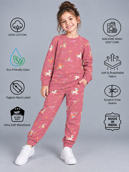 Girls Premium Soft Cotton Full sleeve T-shirt and jogger pant clothing set