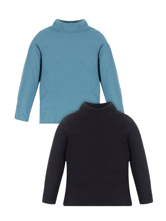 Plum Tree Boys 100% Cotton Turtle Neck Full Sleeve T-Shirt (pack of 2)