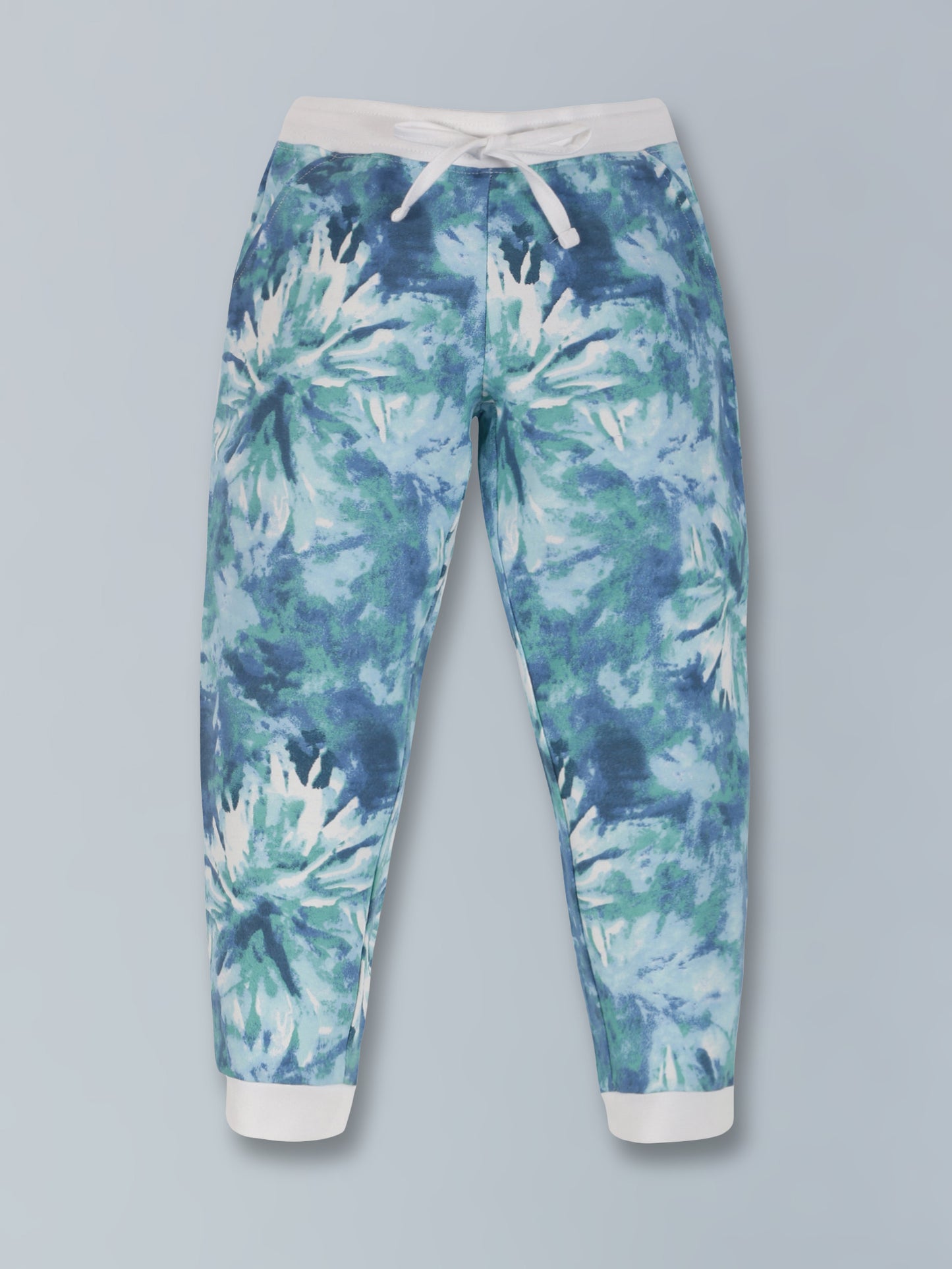 Plum Tree Girls 100% Cotton Marble Print Full Sleeve T-Shirt and Jogger Lounge 2-Piece Set