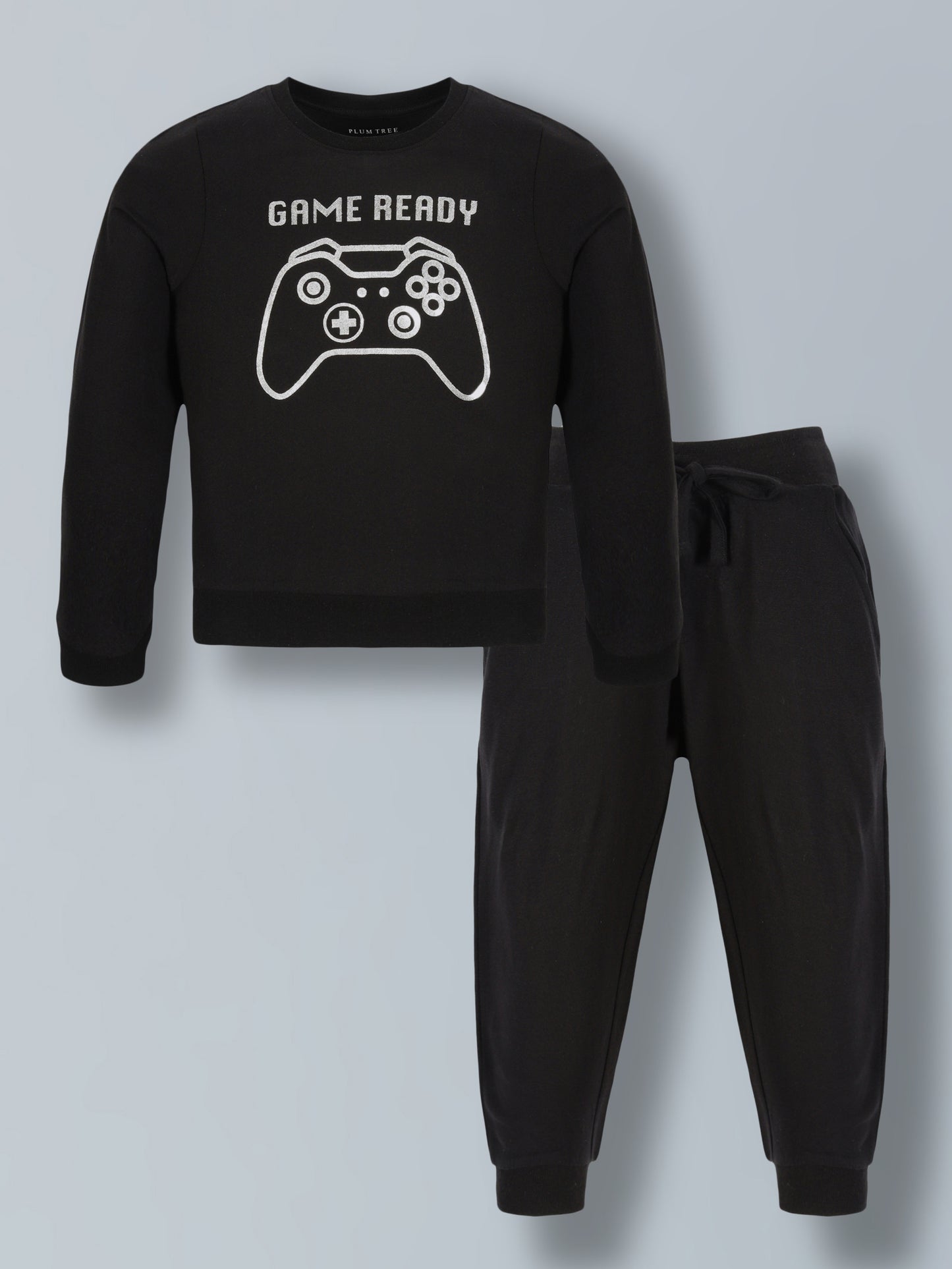 Plum Tree Boys 100% Cotton Game Ready Print Full Sleeve T-Shirt and Jogger Lounge Track Pant ( Set)