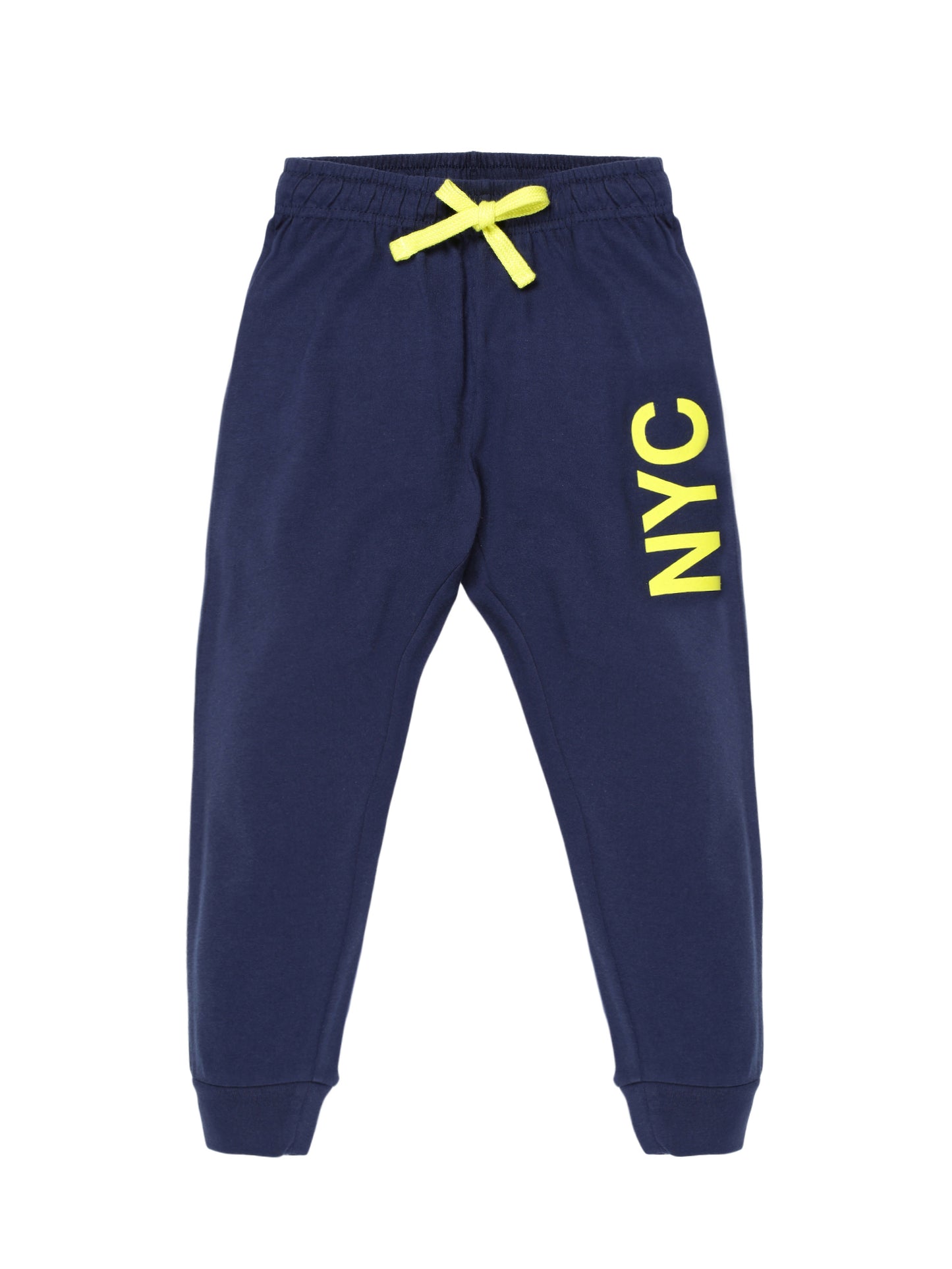 Plum Tree Boys NYC Print Jogger Track pant( Pack of 2)-YELLOW	NAVY