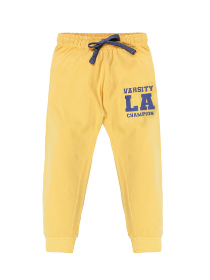 Plum Tree Boys NYC Print Jogger Track pant( Pack of 2)-YELLOW	NAVY
