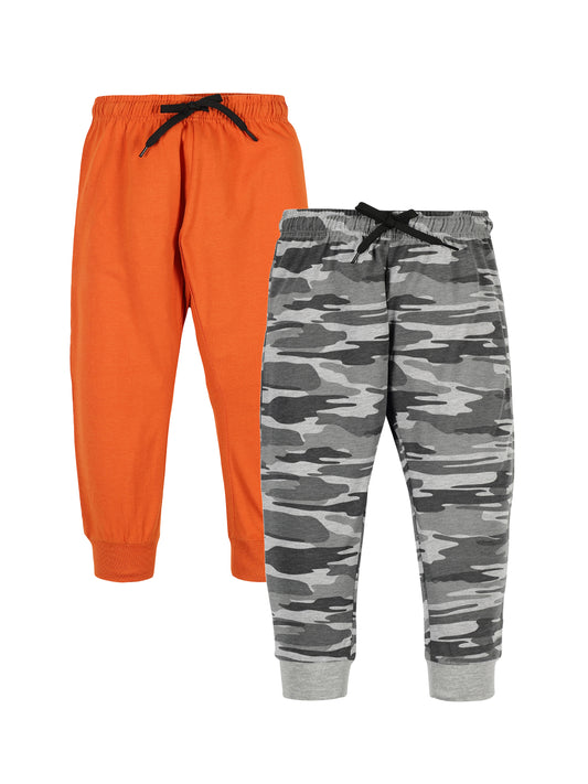 Plum Tree Boys Camoflague Print Joggers ( Pack of 2)-CAMO BURNT ORANGE