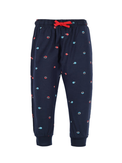 Plum Tree Boys Leaf Print Joggers ( Pack of 2)-NAVY OLIVE