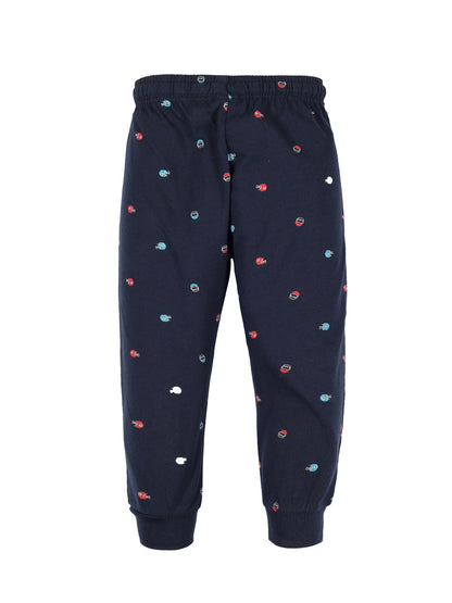 Plum Tree Boys Leaf Print Joggers ( Pack of 2)-NAVY OLIVE