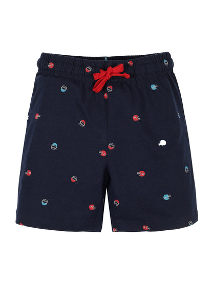 Plum Tree Boys Leaf Print shorts ( Pack of 2)-NAVY OLIVE
