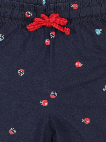 Plum Tree Boys Leaf Print shorts ( Pack of 2)-NAVY OLIVE