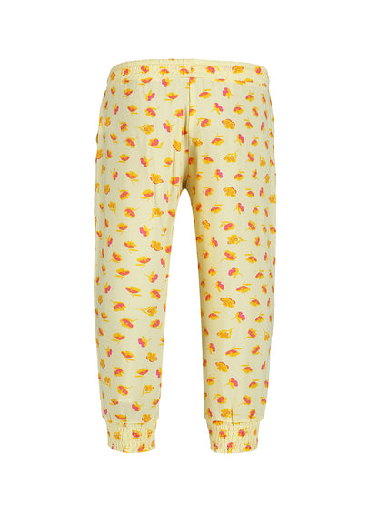 Plum Tree Girls Leaf Print Rayon Pant  ( Pack of 2)-NAVY AOP YELLOW AOP