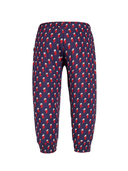 Plum Tree Girls Leaf Print Rayon Pant  ( Pack of 2)-NAVY AOP YELLOW AOP