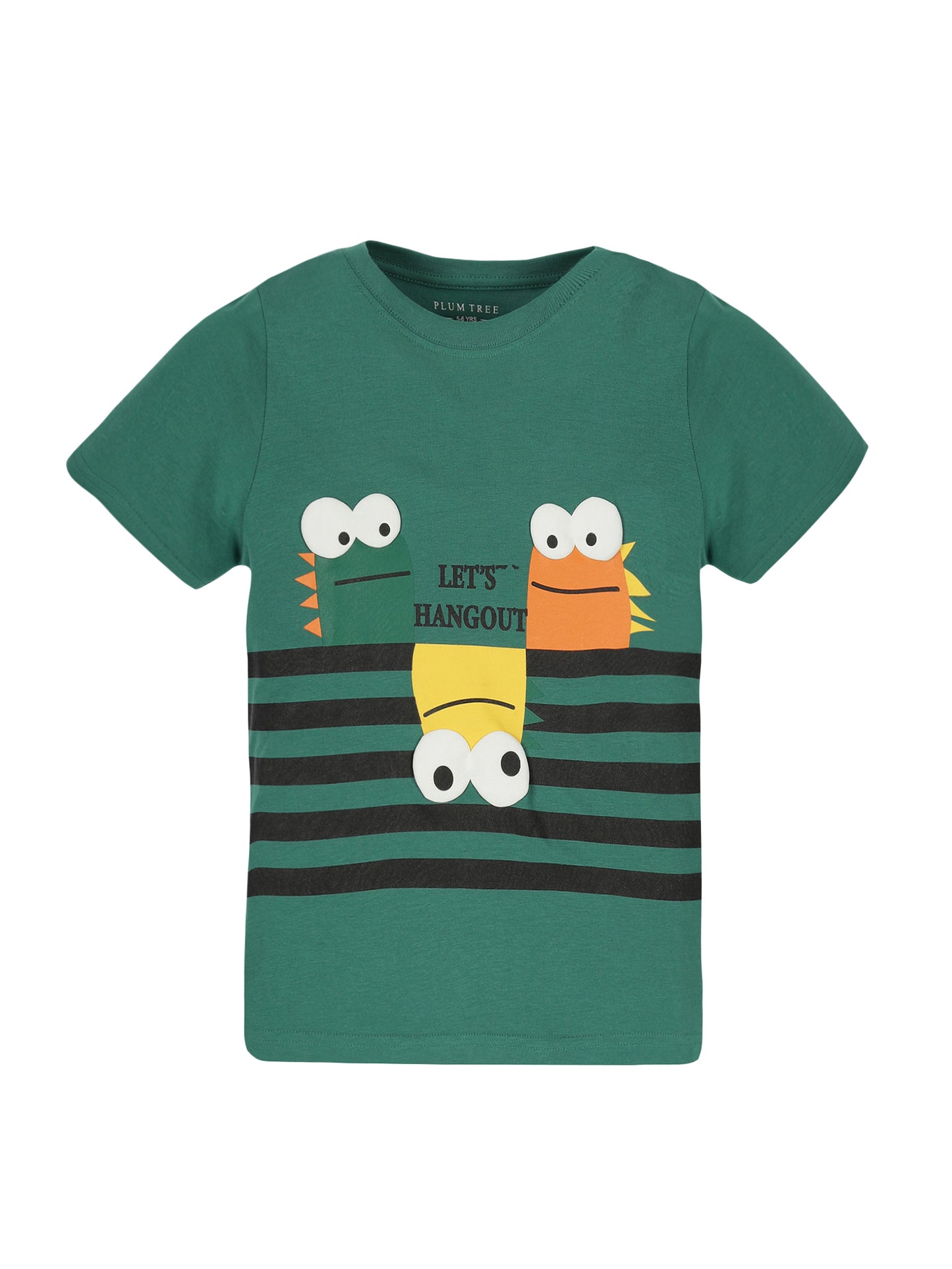 Plum Tree Boys Half Sleeve Lets Hangout Print T-shirt & Shorts ( Sets)-GREEN	YELLOW