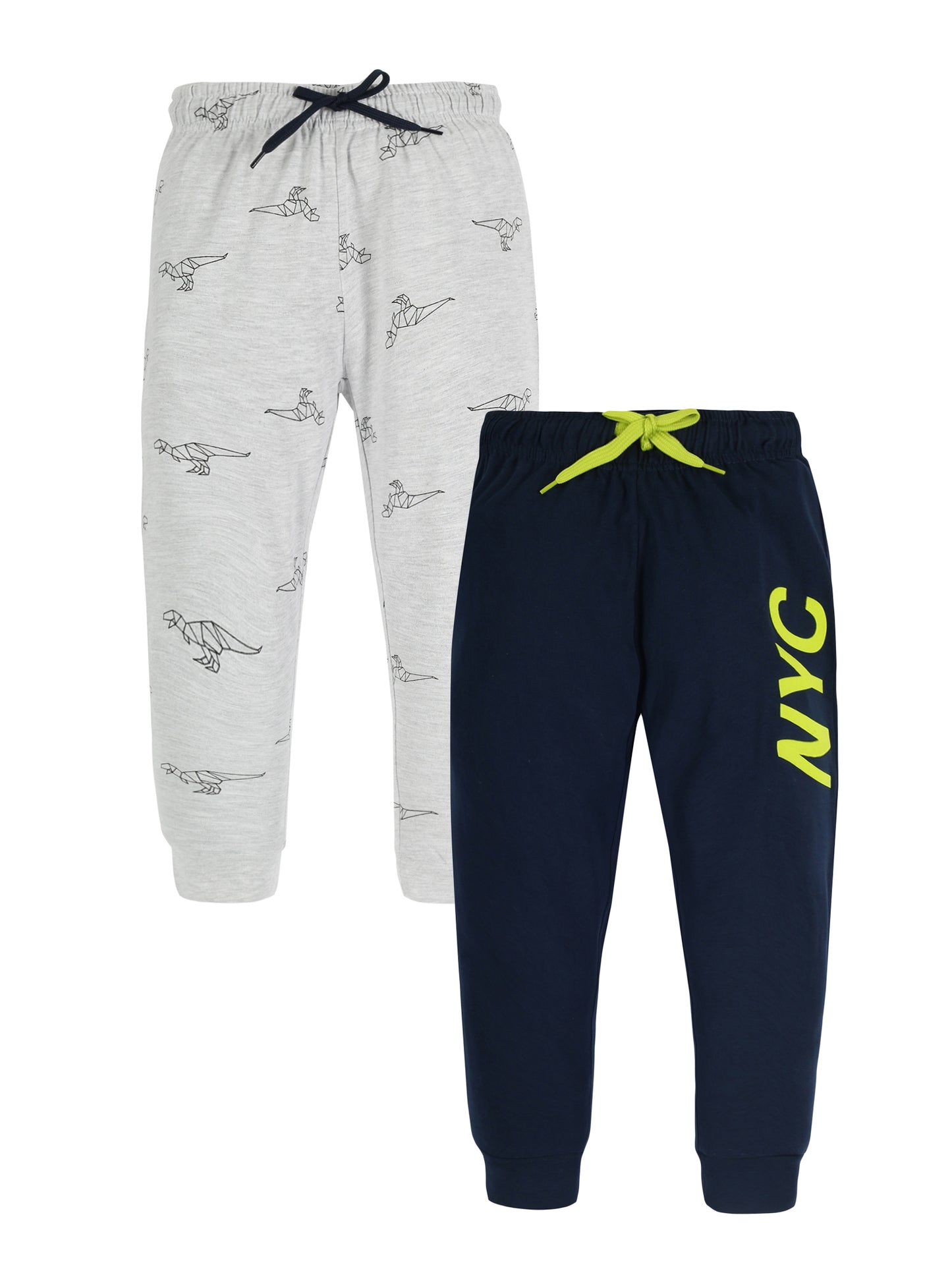 Plum Tree Boys NYC Print Joggers ( Pack of 2)-BLEACH MELANGE AOP NAVY