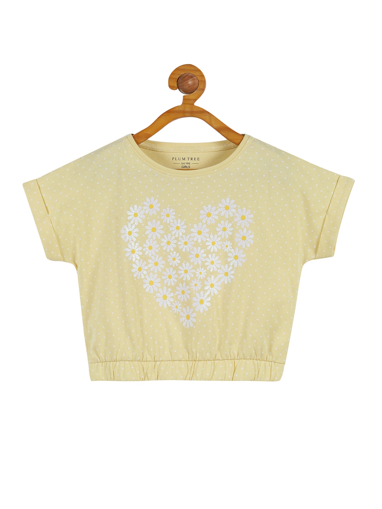 Plum Tree Girls Flower Print Crop Top and Short Set ( Set)-YELLOW ORANGE