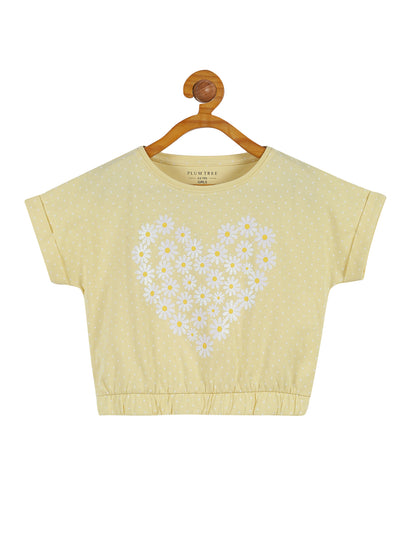 Plum Tree Girls Flower Print Crop Top and Short Set ( Set)-YELLOW ORANGE