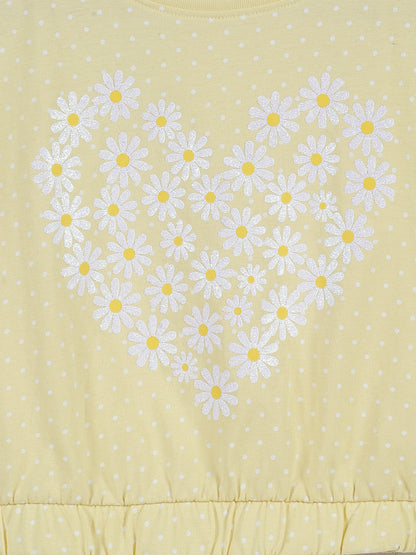 Plum Tree Girls Flower Print Crop Top and Short Set ( Set)-YELLOW ORANGE