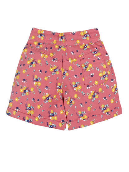 Plum Tree Girls Flower Print Crop Top and Short Set ( Set)-YELLOW ORANGE