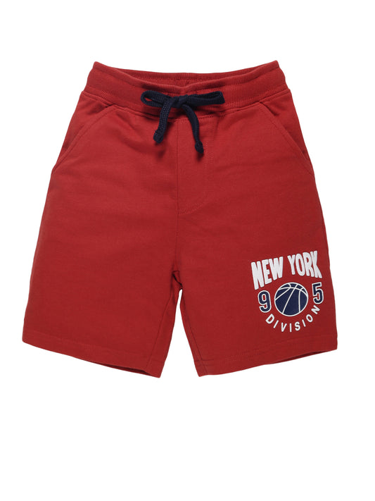 Plum Tree Boys Newyork Print shorts-BRICK