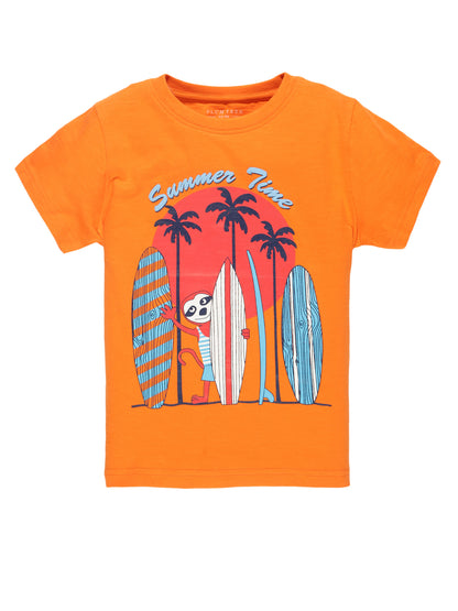 Plum Tree Boys Half Sleeve Crocodile Print T-shirt( Pack of 2)-NAVY ORANGE